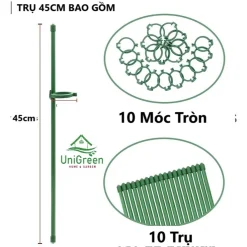 Set 10 trụ cắm chống ngả nghiêng cho cây trồng, chất liệu sợi thủy tinh cứng cáp 45/60/75CM - UNIGREEN HOME & GARDEN