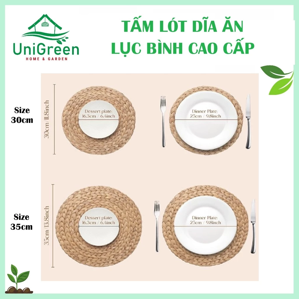 Tấm lót dĩa ăn, miếng lót cói lục bình, phong cách Vintage, hàng thủ công, lót bàn ăn Tấm lót dĩa ăn, miếng lót cói lục bình, phong cách Vintage, hàng thủ công, lót bàn ăn - Ảnh 2