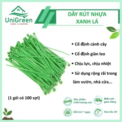 Dây Rút Làm Vườn- Màu Xanh Lá, Túi 100 Sợi, Đỡ Trái, Đỡ Nhánh Cây, Cố Định Giàn Leo