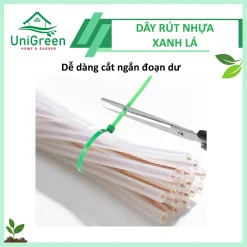 Dây Rút Làm Vườn- Màu Xanh Lá, Túi 100 Sợi, Đỡ Trái, Đỡ Nhánh Cây, Cố Định Giàn Leo