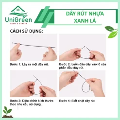 Dây Rút Làm Vườn Unigreen Home&Garden, Màu Xanh Lá, Túi 100 Sợi, Đỡ Trái, Đỡ Nhánh Cây, Cố Định Giàn Leo